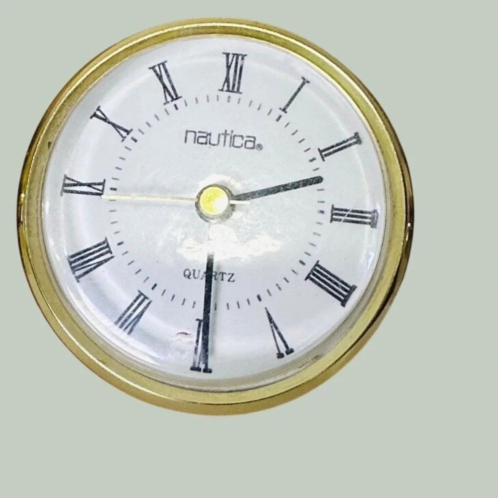 Nautica Vintage Wood Weather Station Quartz Clock Thermometer Hygrometer Desk